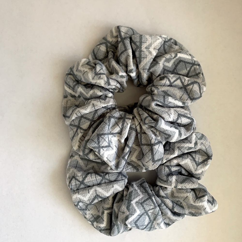 Grey and white scrunchies